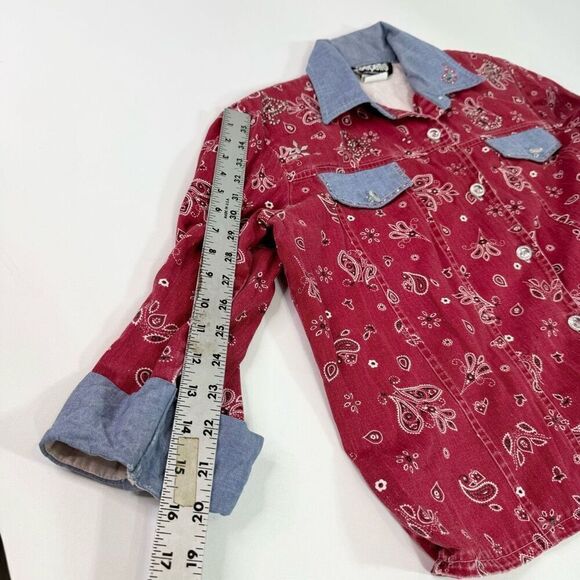 Gepetto Shirt Women Small Blue Denim Red Bandana Long-Sleeve Button-Down Country - Picture 7 of 12